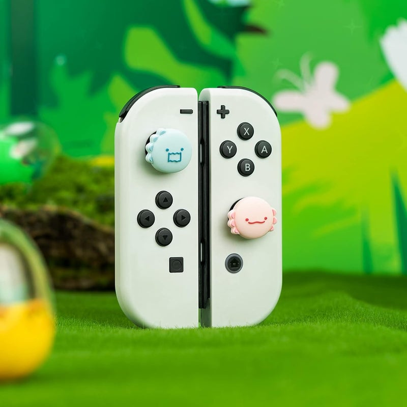 GEEKSHARE Cute Silicone Joy Con Thumb Grip Caps, Joystick Cover Compatible with Switch/OLED/Switch Lite,4PCS - Dinosaur & Axolotl - Image 5